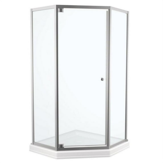 Delta 26 in. W x 67-1/2 in. H Framed Chrome Hinged Shower Door