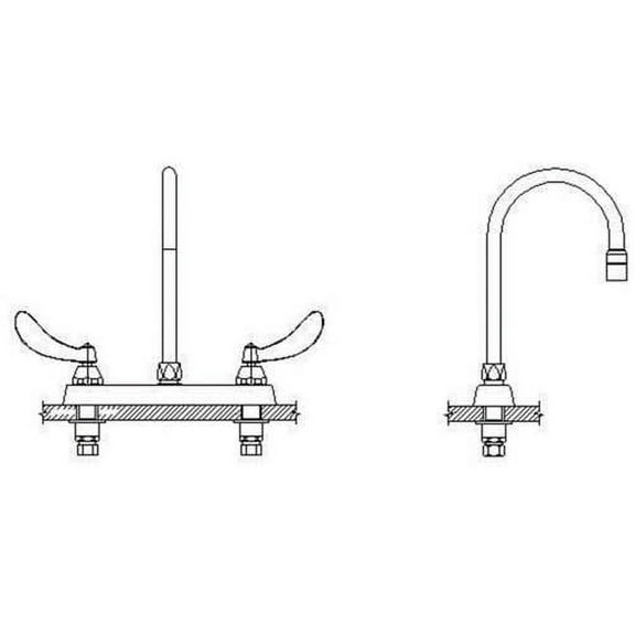 Delta 26C3934 Commercial Ceramic Disc Kitchen Faucet with Gooseneck Spout and Vandal Resistant Blade Handles, Chrome