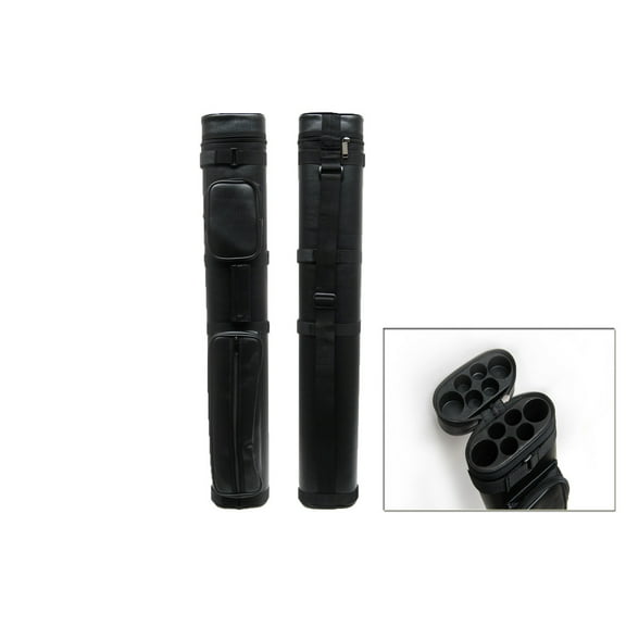 Delta 2x4 Oval Billiards Pool Cue Stick Case w/ Fitted Tubes - 2 butts, 4 shafts (Black)