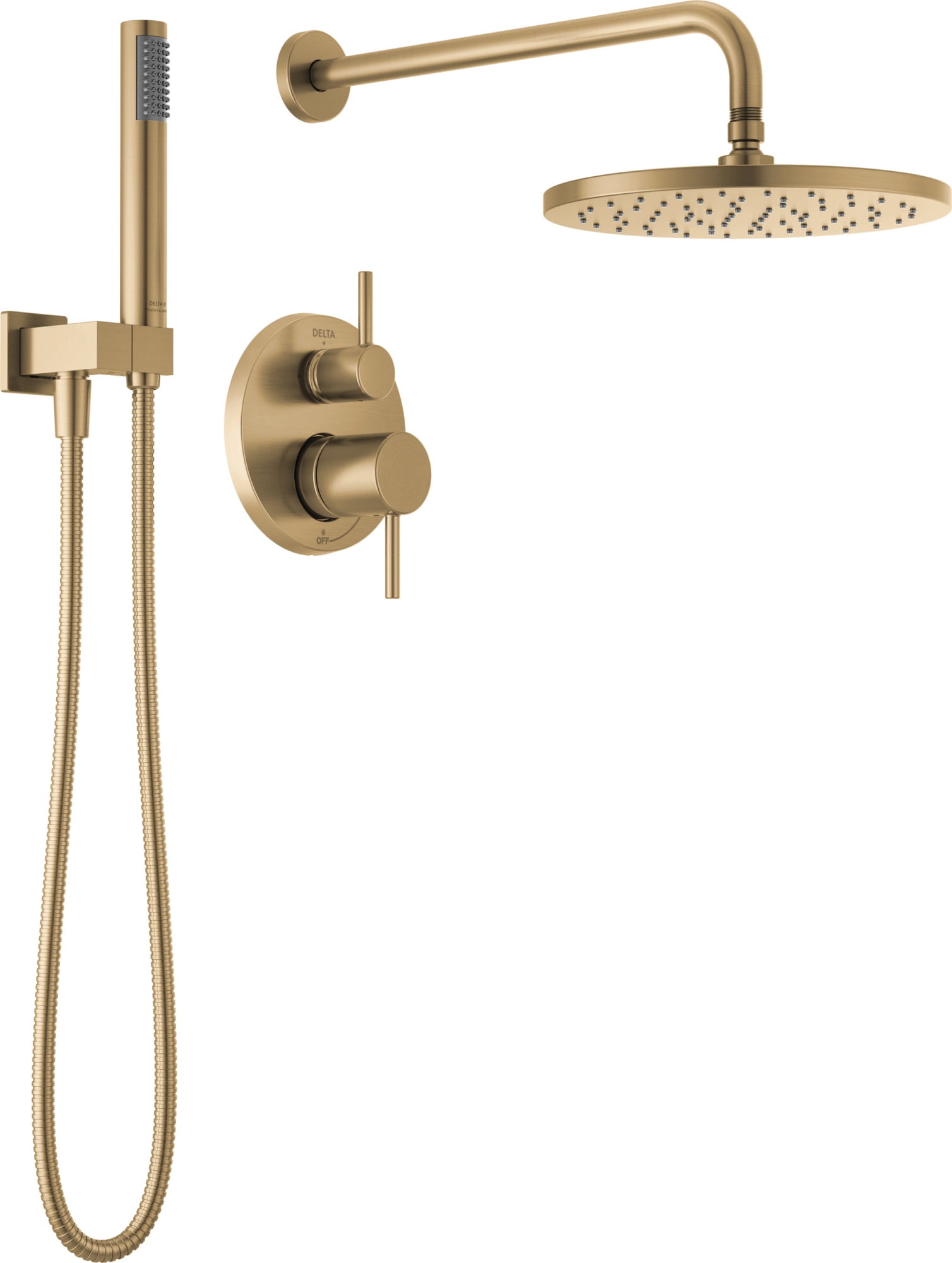 Champagne Bronze Modern Rain Shower System with Handheld Spray