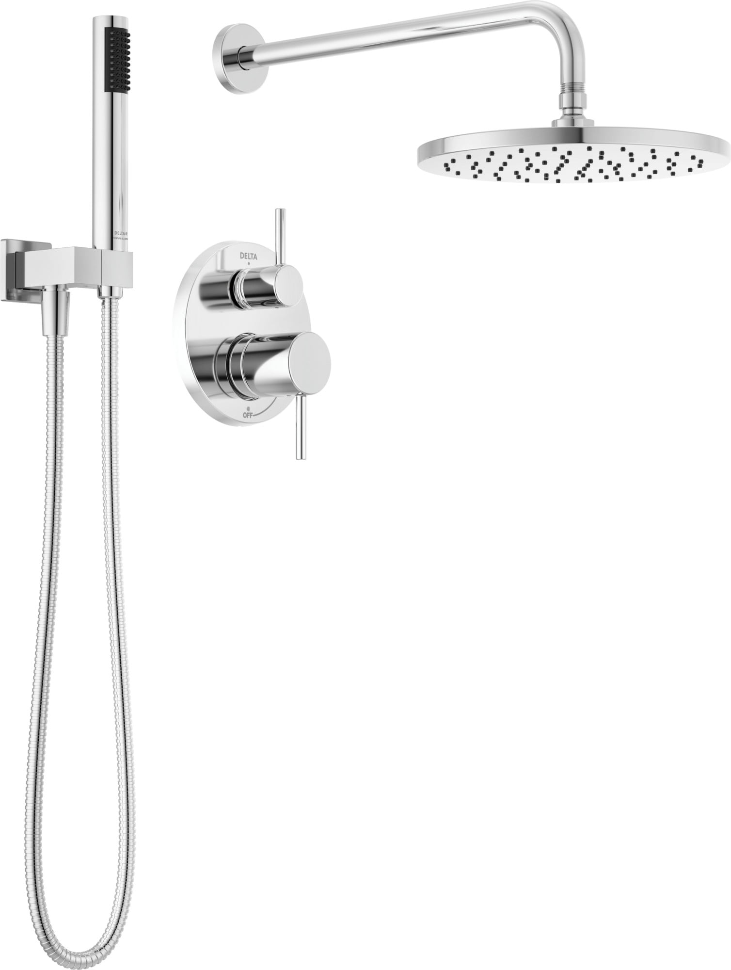 Chrome Multi-Head Rain Shower System with Handheld Spray