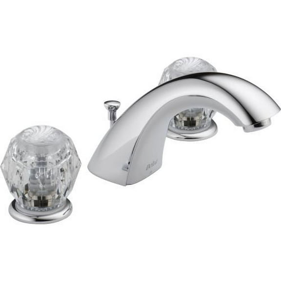 Delta 3544LF-WFMPU Classic Widespread Lavatory Faucet with Clear Knob Handles and Metal Pop-Up, Chrome