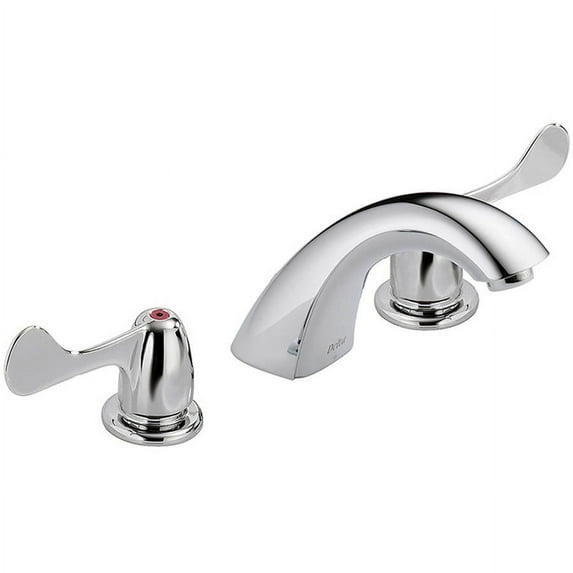 Delta 3549LF-WFLGHDF Commercial Widespread Lavatory Faucet with Vandal Resistant Wrist Blade Handles, Less Grid Strainer, Chrome