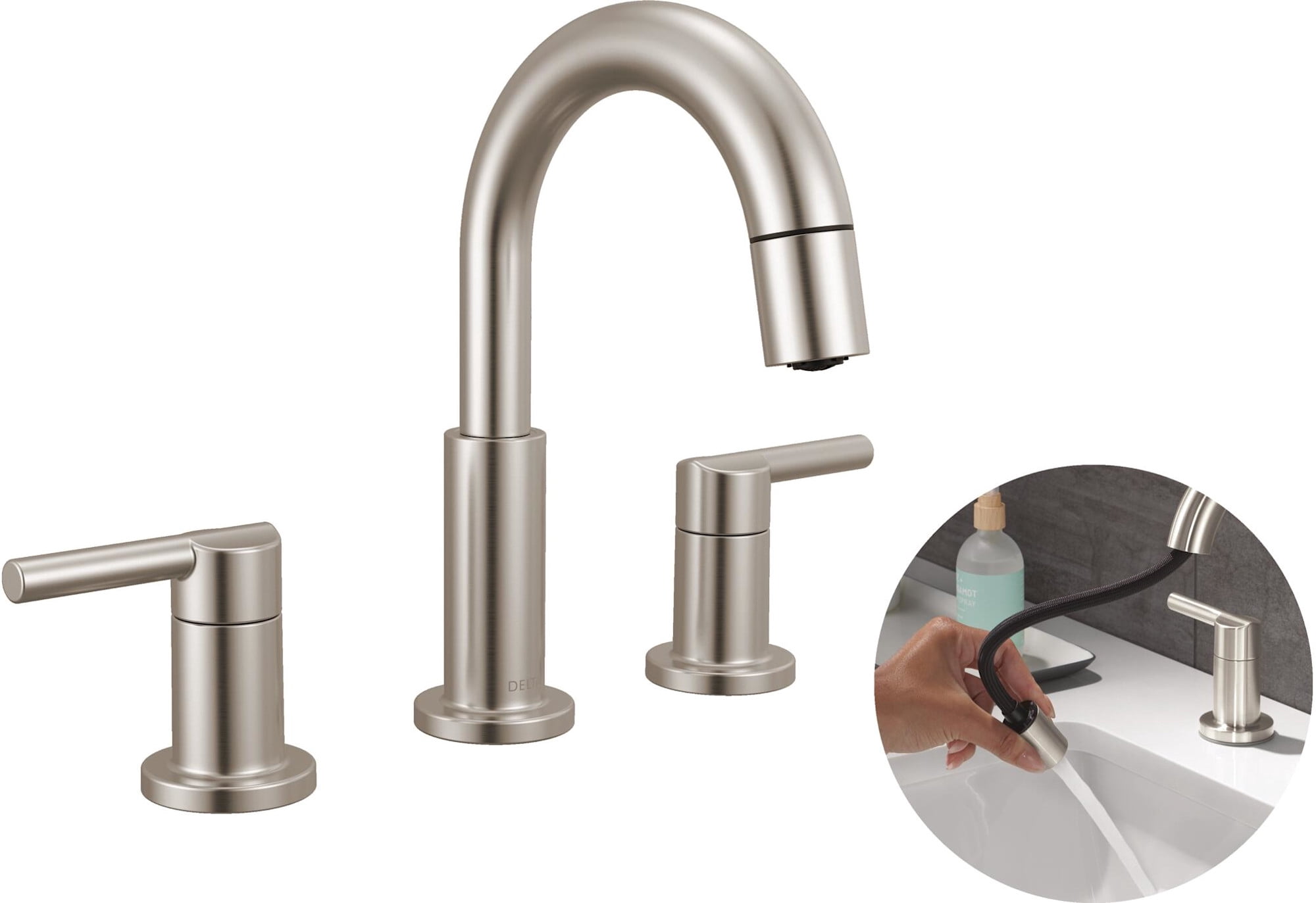 Delta 35749LF-SSPD Nicoli 1.2 GPM Widespread Bathroom Faucet ...