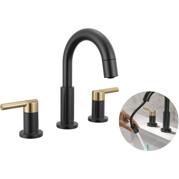 Delta 35749Lf-Pd Nicoli 1.2 GPM Widespread Bathroom Faucet - Matte Black / Champagne