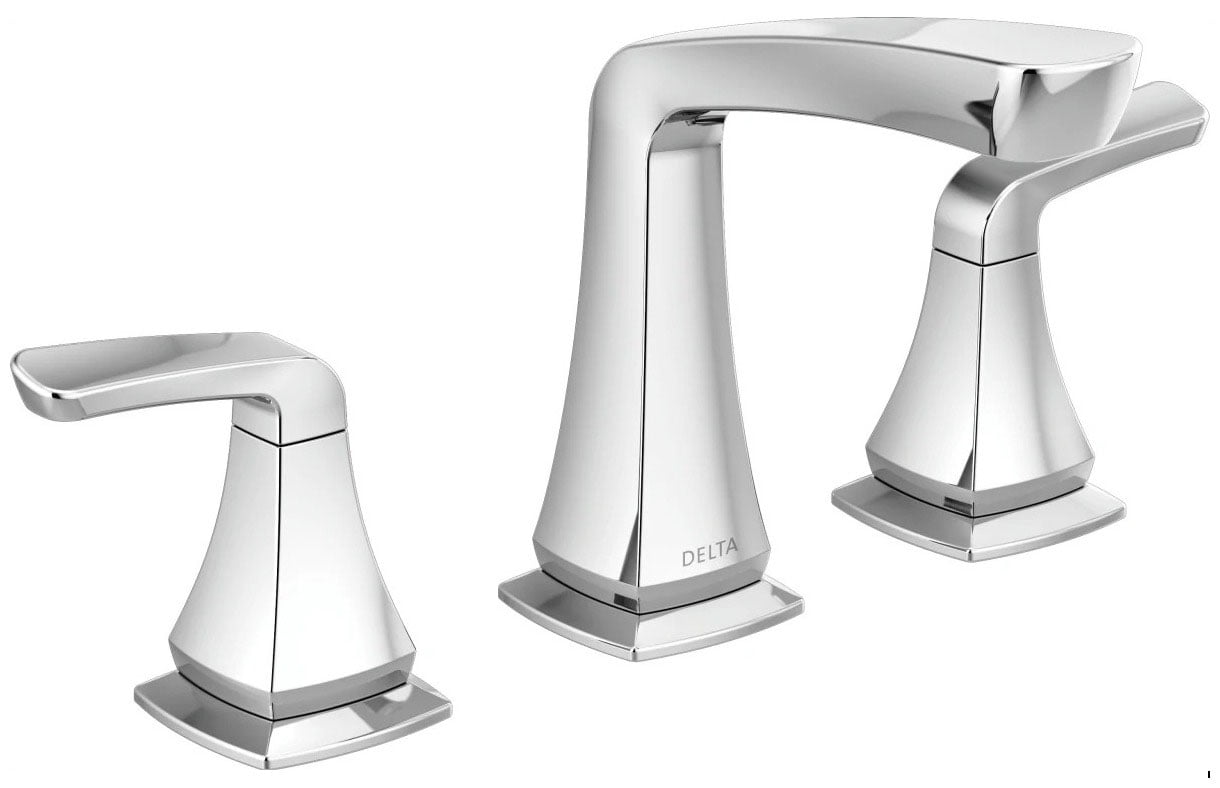 Delta Vesna Sleek Chrome Widespread Bathroom Faucet with Drain Catch