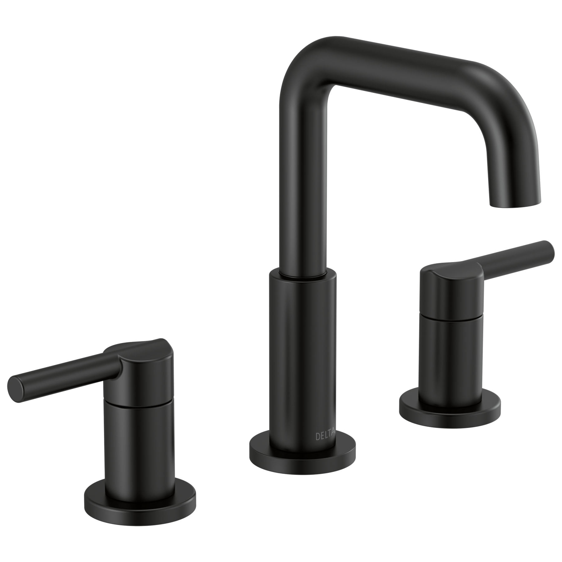 Matte Black Brass Widespread Bathroom Faucet with Drain
