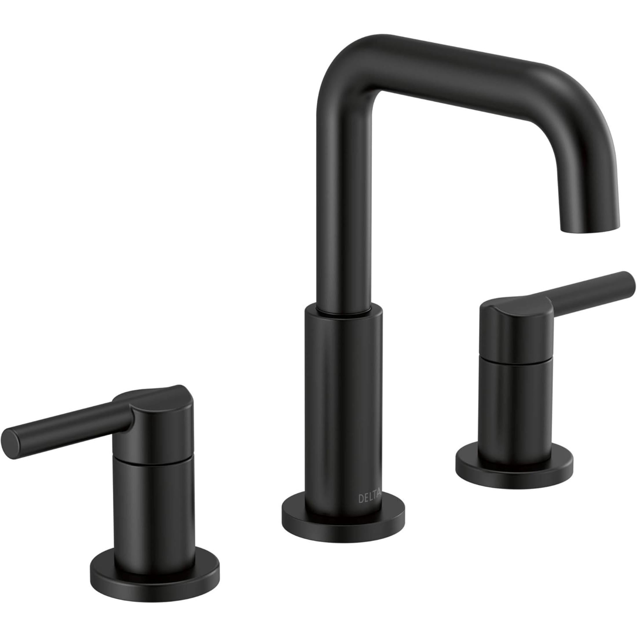 Delta Faucet Nicoli Widespread Bathroom Faucet 3 Hole, Matte Black Bathroom Faucet, Bathroom Sink Faucet, Drain Assembly, Matte Black