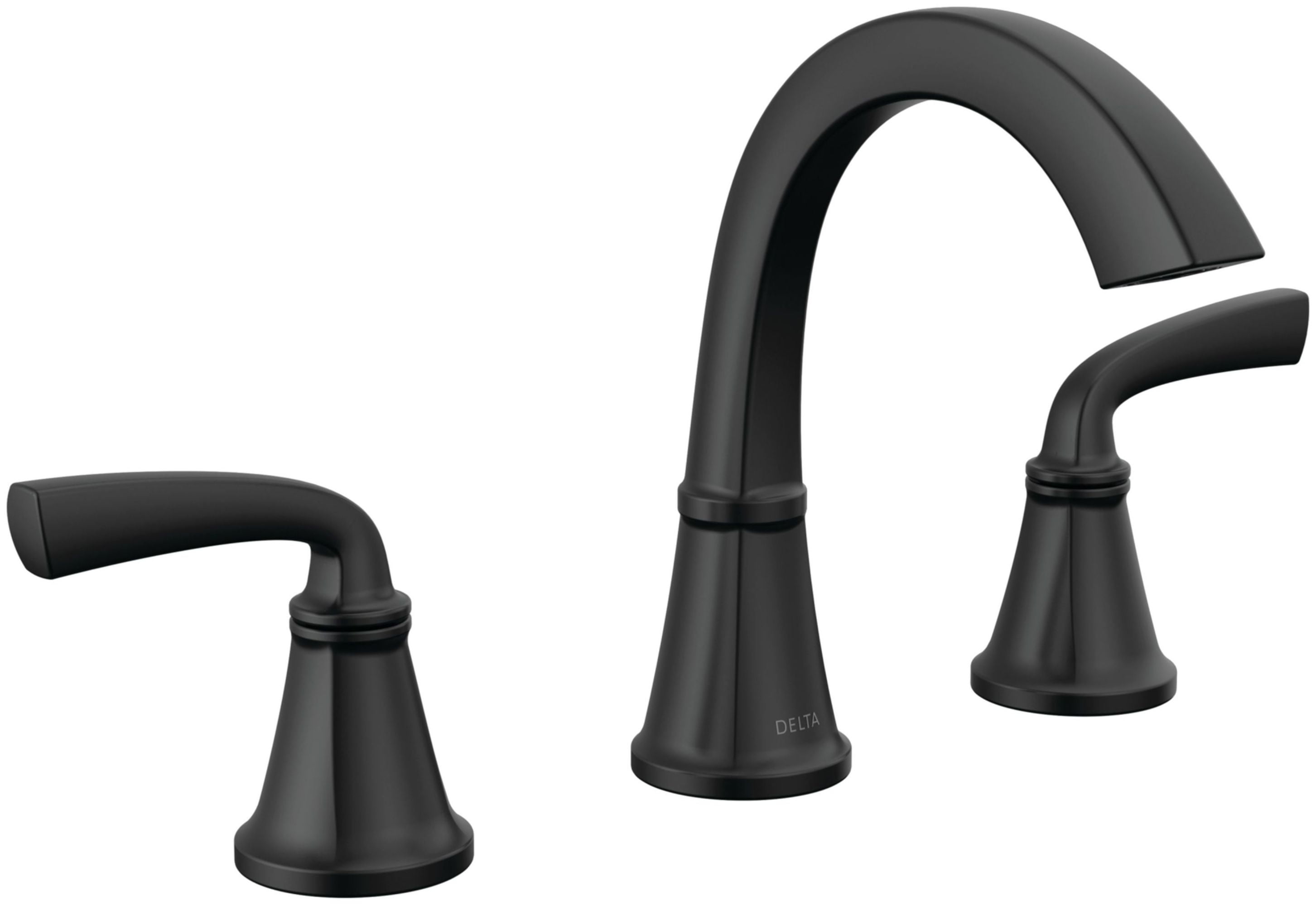 Delta Geist Matte Black Widespread Bathroom Faucet with Ceramic Disc Valve