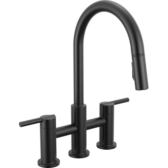 Delta 39876Lf Nicoli 1.8 GPM Single Hole Pull Down Bridge Kitchen Faucet - Black