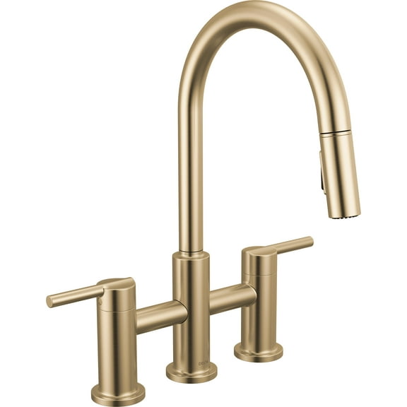 Delta 39876Lf Nicoli 1.8 GPM Single Hole Pull Down Bridge Kitchen Faucet - Bronze