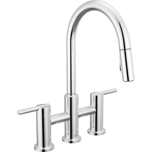 Delta 39876Lf Nicoli 1.8 GPM Single Hole Pull Down Bridge Kitchen Faucet - Chrome