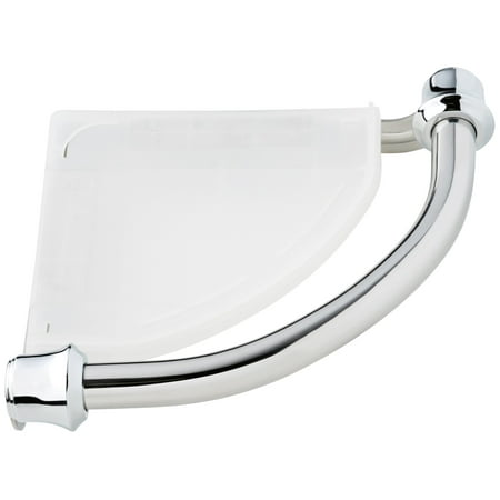 Decor Assist Traditional 8.75 in. W Corner Shelf with Assist Bar in Chrome