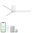 thumbnail image 1 of Delta 52in 3-Blade Smart Flush Mount Ceiling Fan 2700K-6000K CCT Tunable Range LED Light Kit with White Hardware in White Blades Works With iOS or Android App, 1 of 10