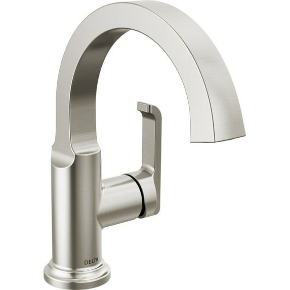 Delta 588Sh-Dst Tetra 1.2 GPM Single Hole Bathroom Faucet And Push Pop-Up Drain Assembly -