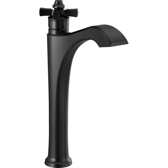 Open Box Delta 757-Dst Dorval 1.2 GPM Deck Mounted Vessel Single Hole Bathroom Faucet - Black
