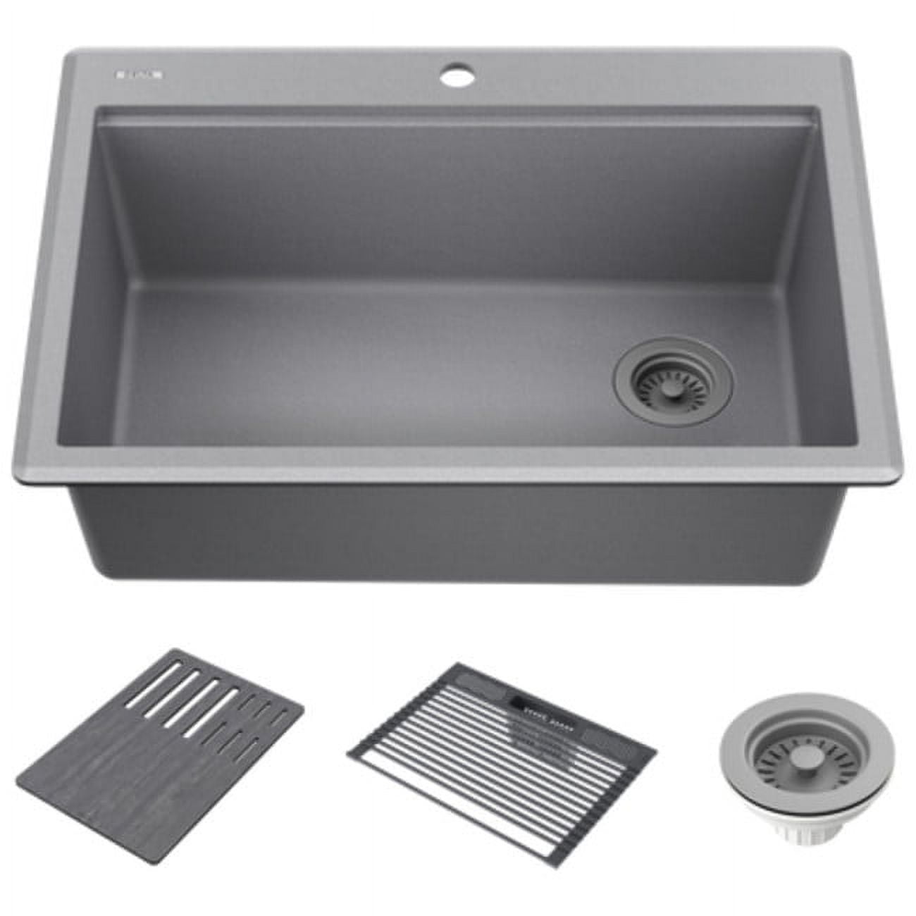 Delta Everest 30" Gray Granite Composite Single Bowl Workstation Sink