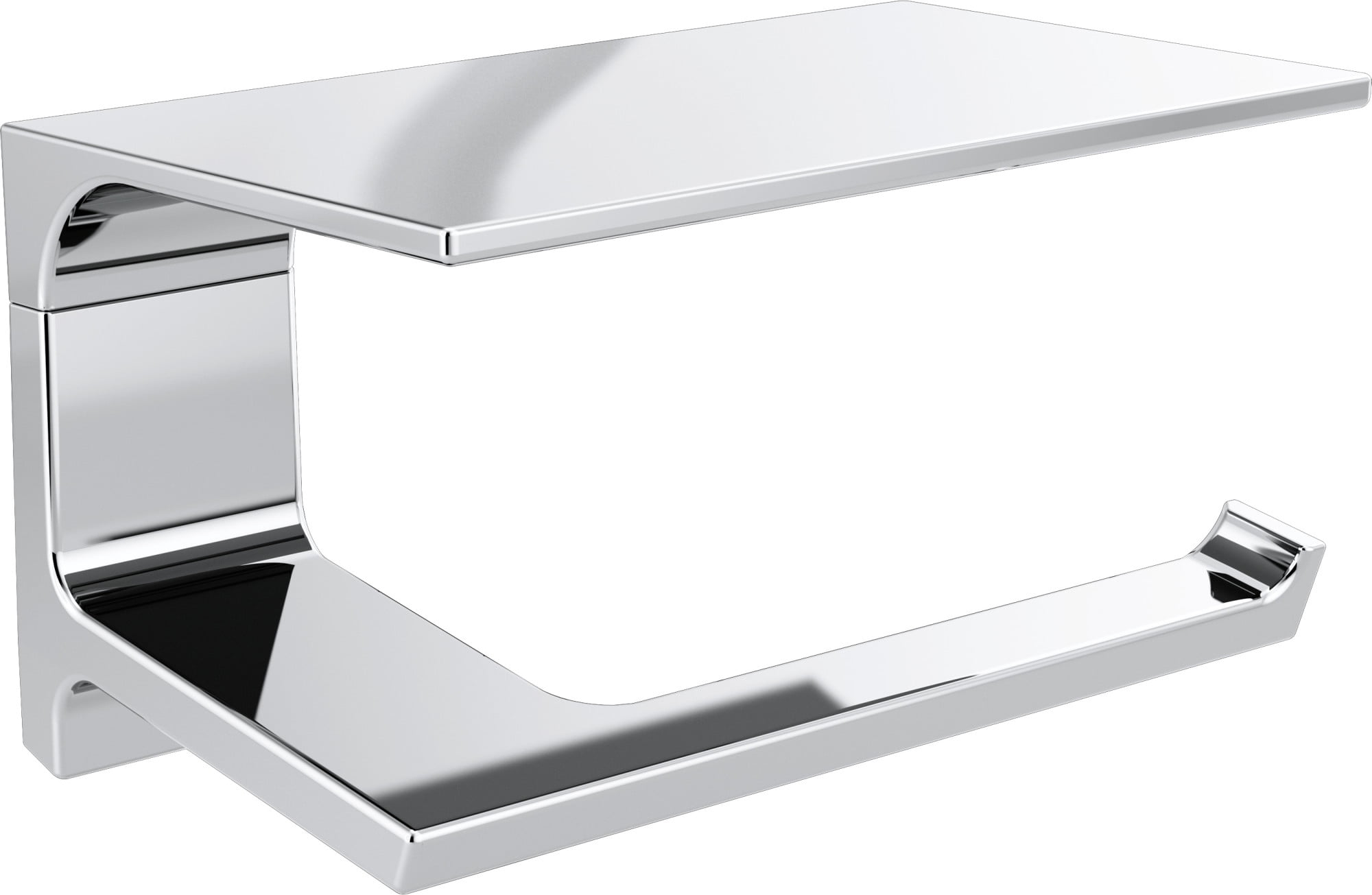 Polished Chrome Modern Wall Mount Toilet Paper Holder with Shelf