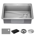 thumbnail image 1 of DELTA FAUCET Delta Marca 30 inch Drop-In Undermount Stainless Steel Single Bowl Kitchen Sink with Accessories, 1 of 9