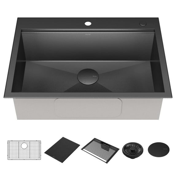 Delta 95A9031-T30S-GS Rivet 30" Drop In Single Basin Stainless Steel Kitchen Sink - PVD