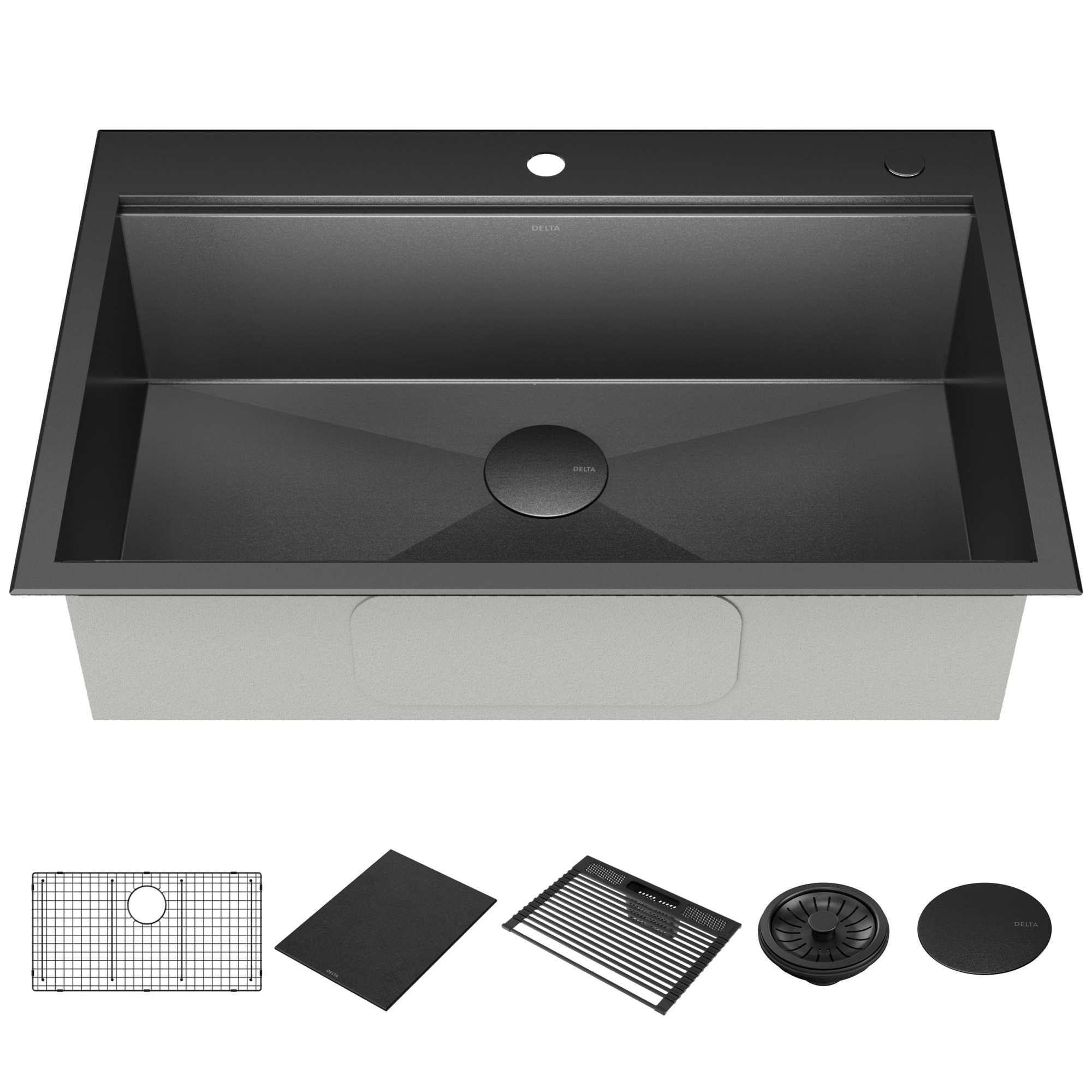 Delta Black Stainless Steel 33" Single Bowl Drop-In Kitchen Sink
