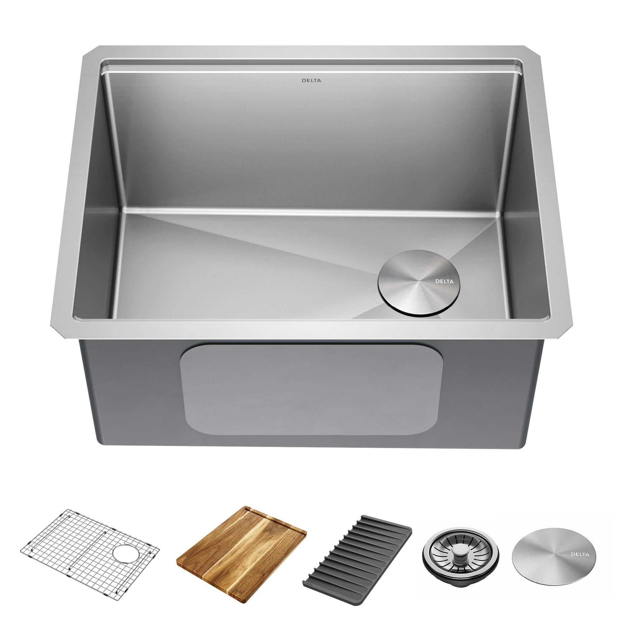24" Stainless Steel Undermount Single Bowl Workstation Sink