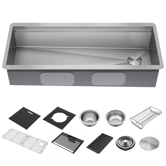 Delta 95BA131-45S-SS Rivet 45” Workstation Kitchen Sink Undermount 16 Gauge Stainless