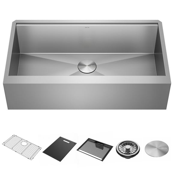 Delta 95C9031-36S Rivet 36” Workstation Farmhouse Apron Front Kitchen Sink Undermount 16