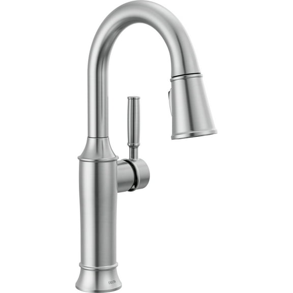 Delta 9984-Dst Renaldi 1.8 GPM Single Hole Pull-Down Bar/Prep Faucet - Lumicoat Arctic
