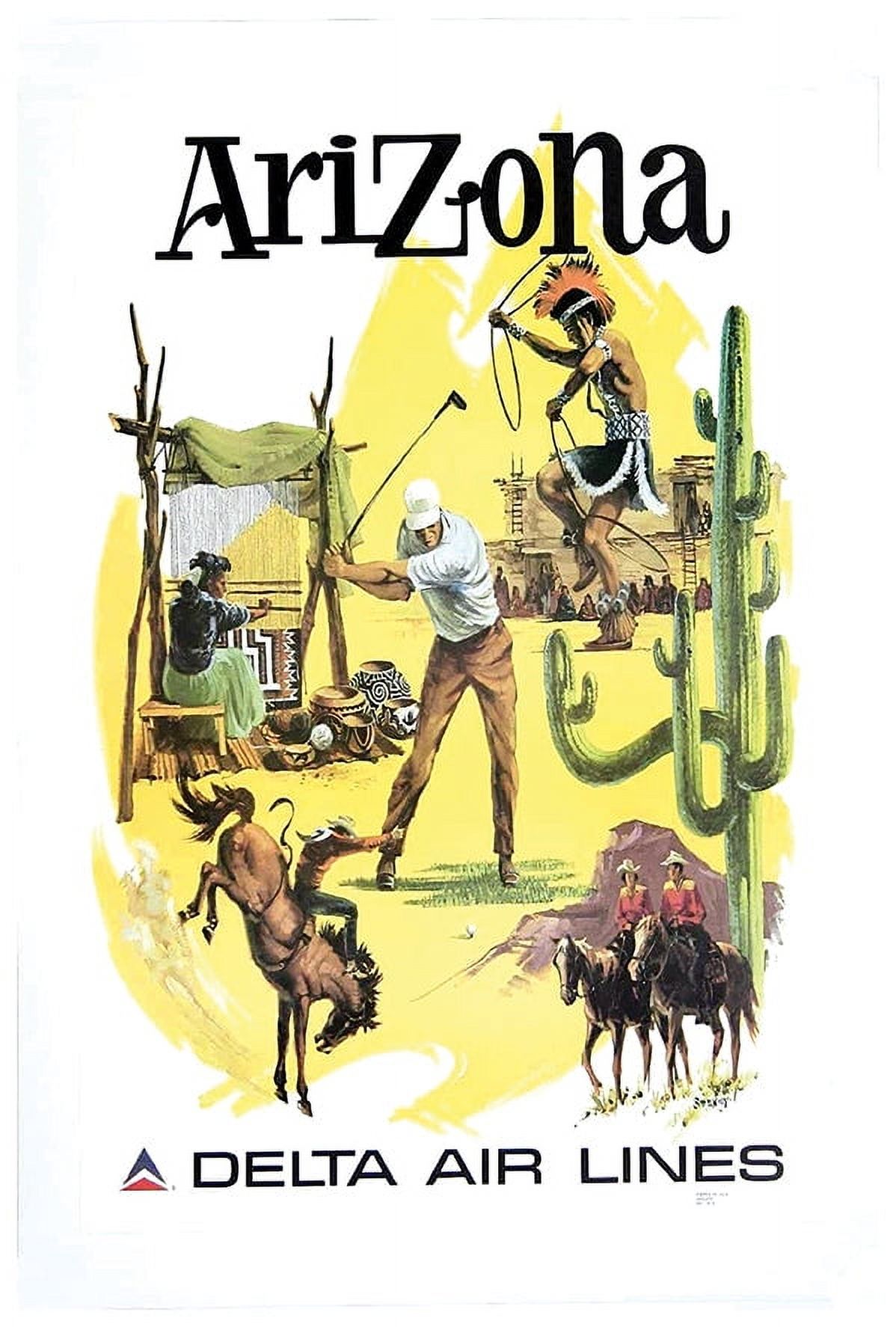 Delta Airlines - Arizona - Vintage Travel Poster (12x18Inches(BlackWood ...