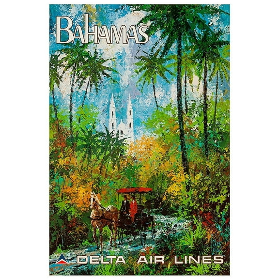 Delta Airlines - Bahamas - 1960s - Vintage Airline Travel Poster (8x12Inches-US/CANOnly)