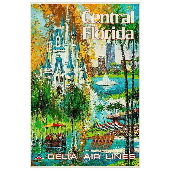 Delta Airlines - Central Florida - 1960s - Vintage Airline Travel Poster (11x17Inches)