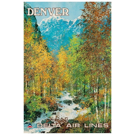 Delta Airlines - Denver - Colorado - 1960s - Vintage Airline Travel Poster (8x12Inches-US/CANOnly)
