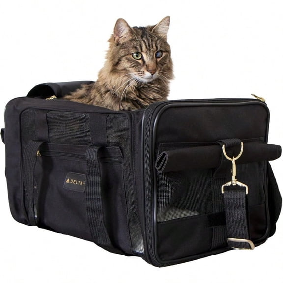 Delta Airlines Travel Pet Carrier Airline Appd Guaranteed On Board - Black Medium