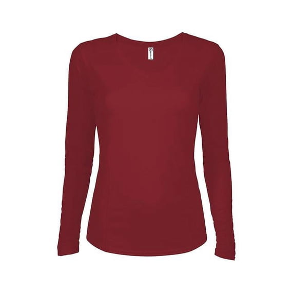 Delta Apparel 027362061609 Dri 30 by 1s Ladies Performance Long Sleeve T-Shirt, Cardinal - Medium
