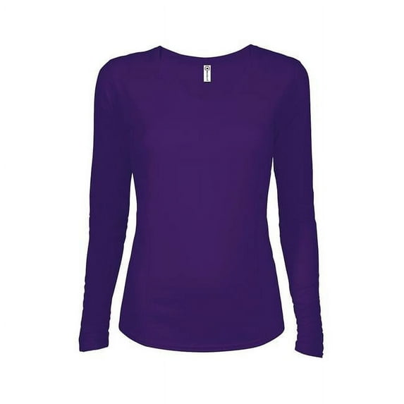 Delta Apparel 027362061791 Dri 30 by 1s Ladies Performance Long Sleeve T-Shirt, Purple - Large