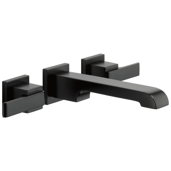 Delta Ara Two Handle Wall-Mount Bathroom Faucet Trim in Matte Black (Valve Not Included) T3567LF-BLWL