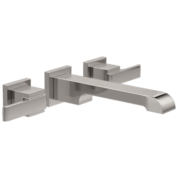 Delta Ara Two Handle Wall-Mount Bathroom Faucet Trim in Stainless (Valve Not Included) T3567LF-SSWL