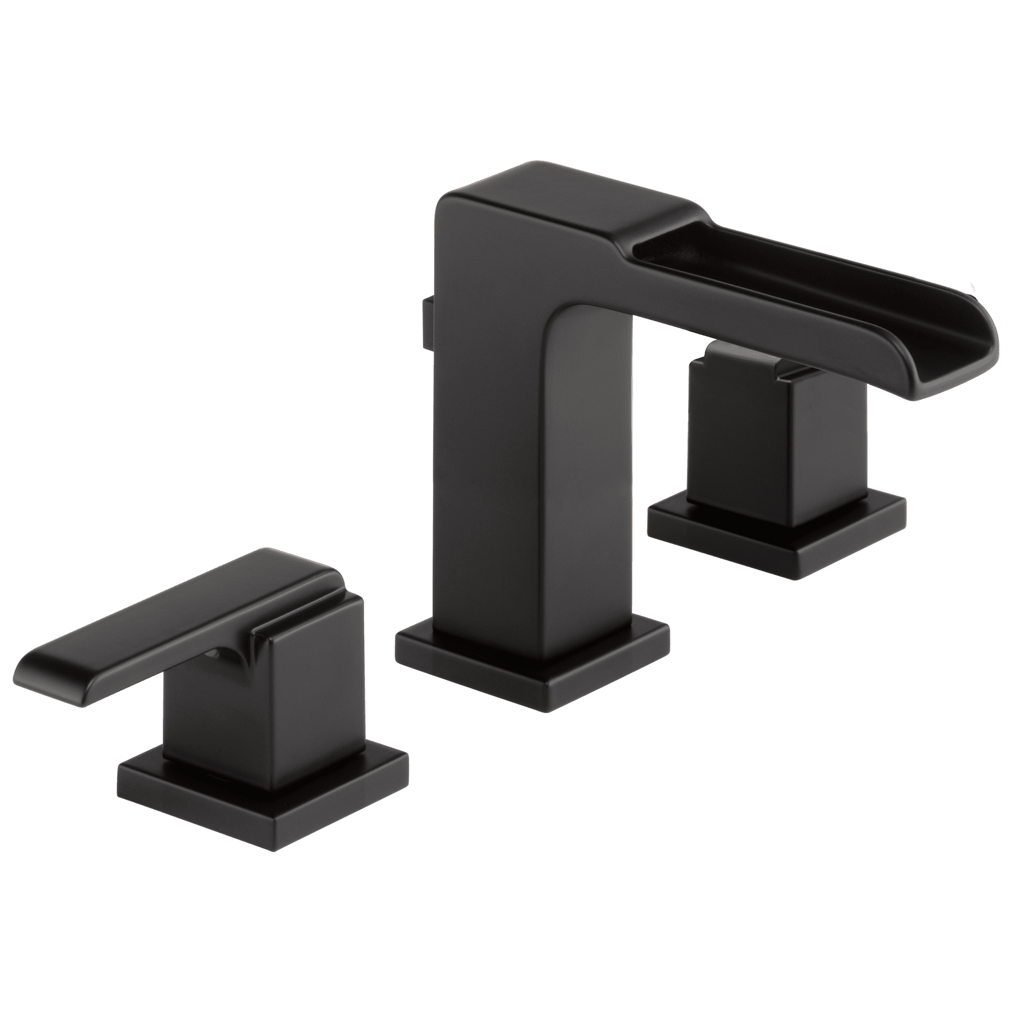 Matte Black Modern Widespread Bathroom Faucet with Drain Assembly
