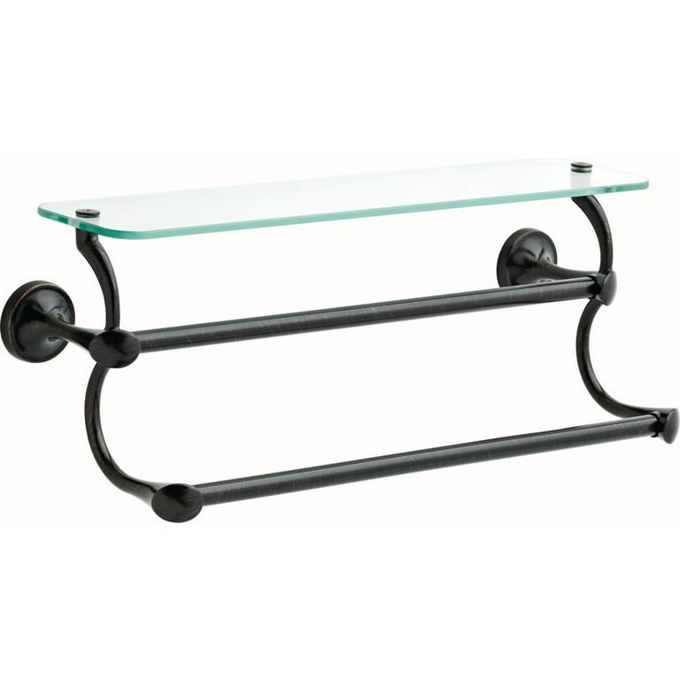 18 in. Glass Shelf with Double Towel Bar in SpotShield Brushed Nickel 18 in. Glass Shelf with Double Towel Bar in SpotShield Brushed Nickel