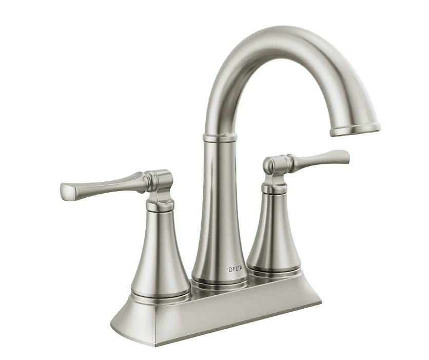 Delta Bathroom Faucet with Drain 25798LF-SP 4-in centerset 2-handle, Brush Nickel