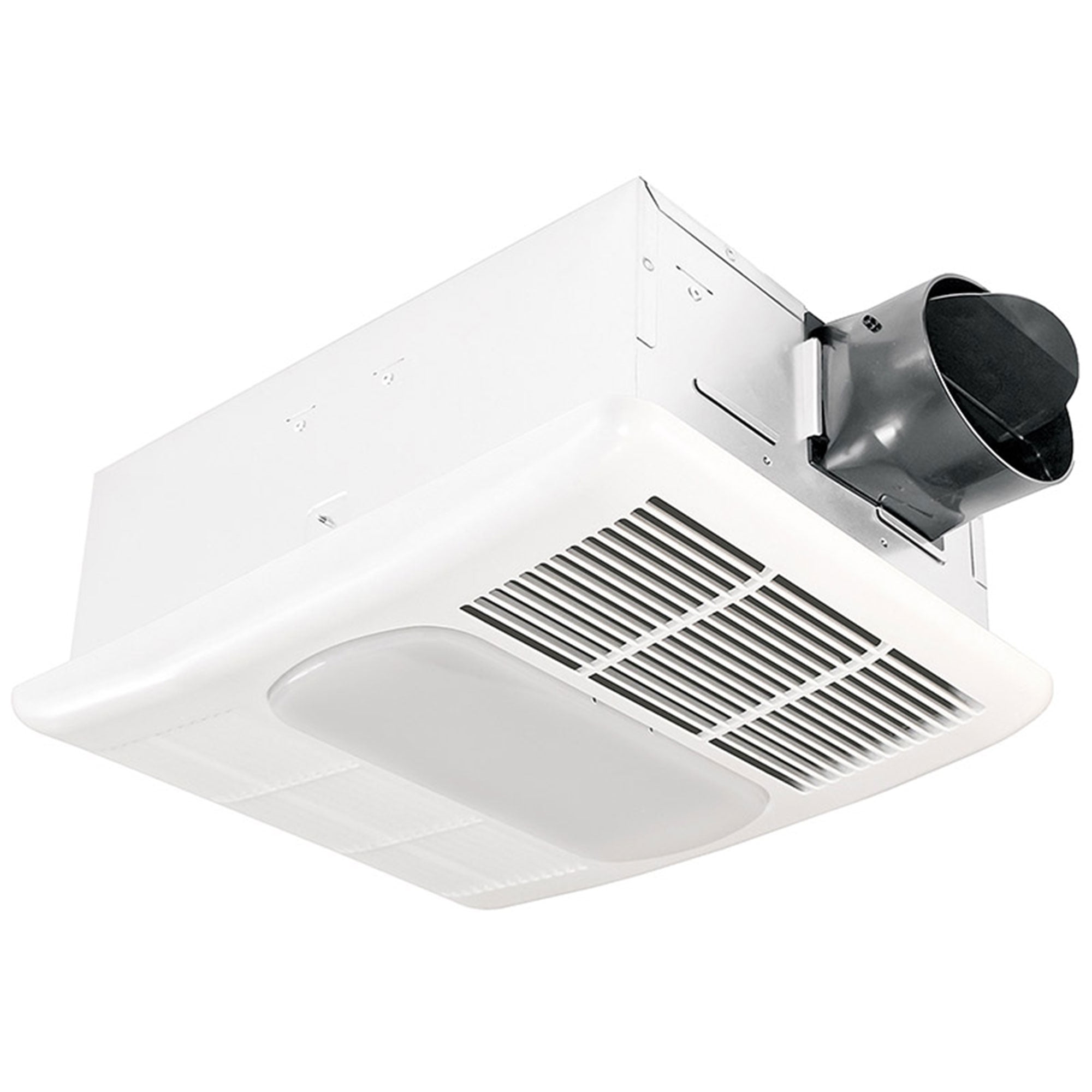 White Rectangular Bathroom Exhaust Fan with Light and Heater