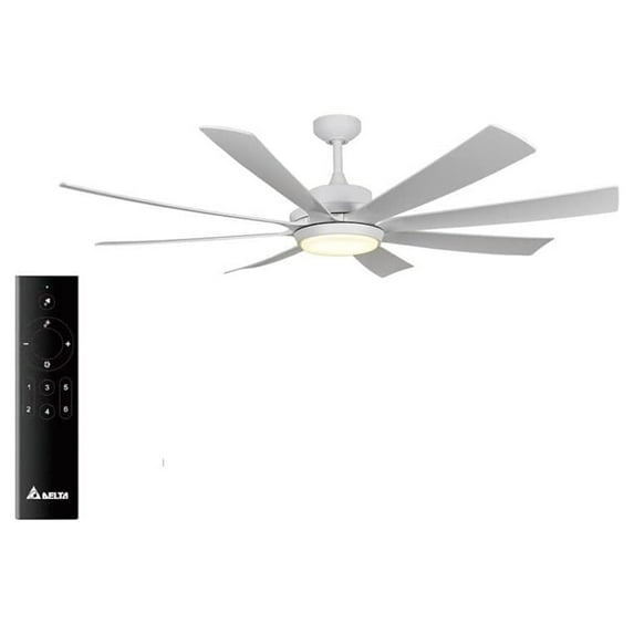 Delta Breez RioVista 72" 8 Blade Ceiling Fan with LED light & Remote, White