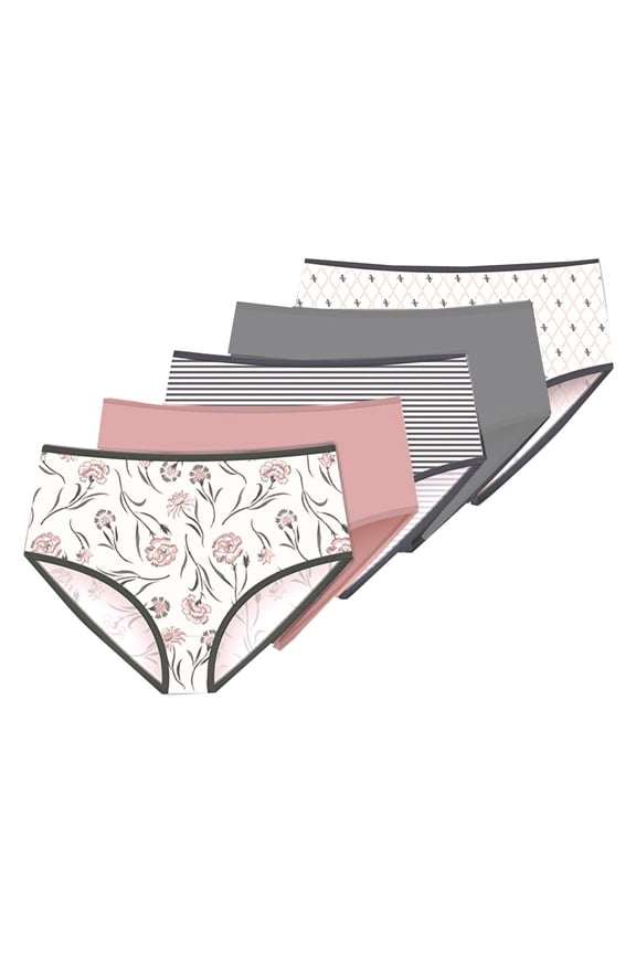 Women's Stretch Brushed Microfiber Brief Panties - 5-Pack - Panty Size 8 / 1X / XL Fits Clothing Pant Size 14/16