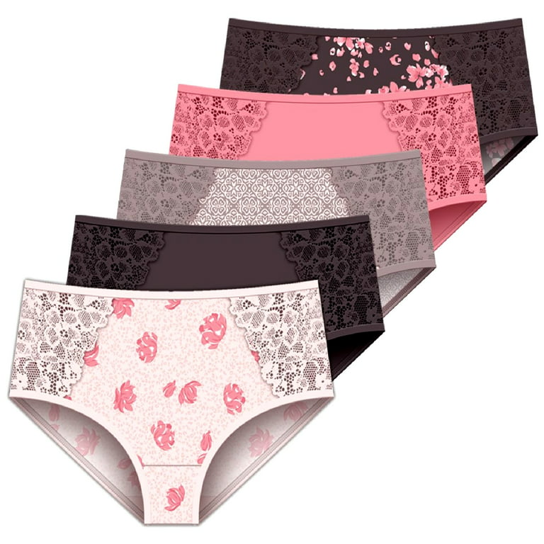 Delta Burke Intimates Women's Lace Inset Stretch Microfiber Brief Panties  5-Pack 