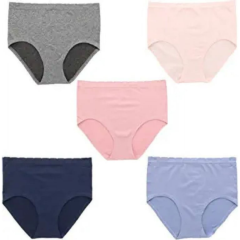 Delta Burke Intimates Women's Plus Size Microfiber Hi-Rise Brief Panties -  5 Pack - Denim Blue & Pinks - 2X-Large