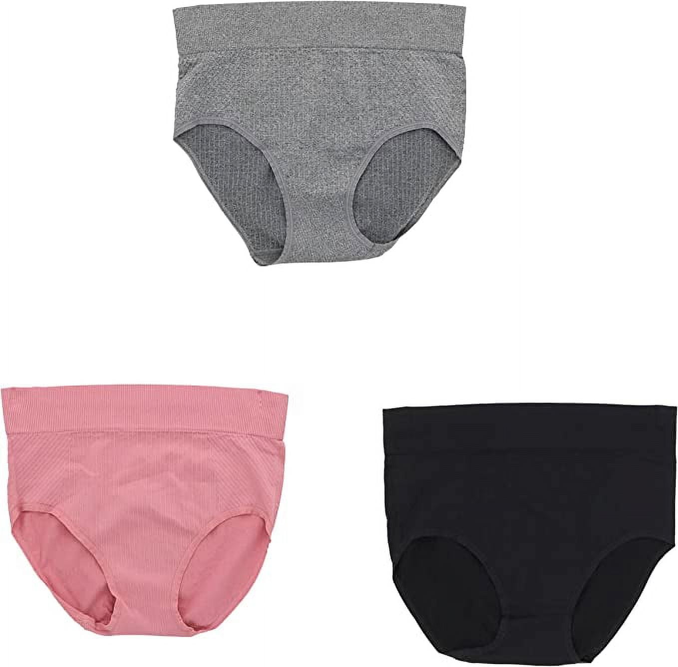 Delta Burke Intimates Women's Plus Size Ribbed Hi-Rise Brief Panties - 3  Pack - Black, Pink, & Charcoal - 1X-Large