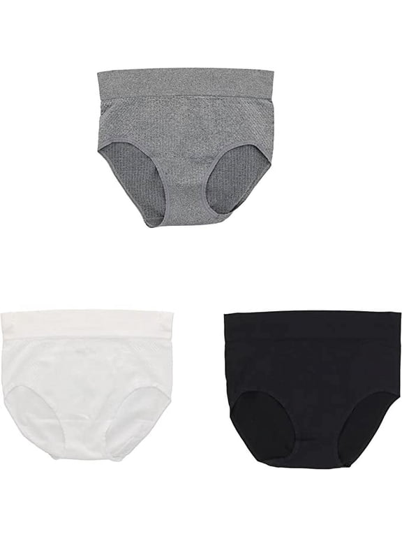 Intimates Women's Plus Size Ribbed Hi-Rise Brief Panties - 3 Pack - Black, White, & Charcoal - 1X-Large
