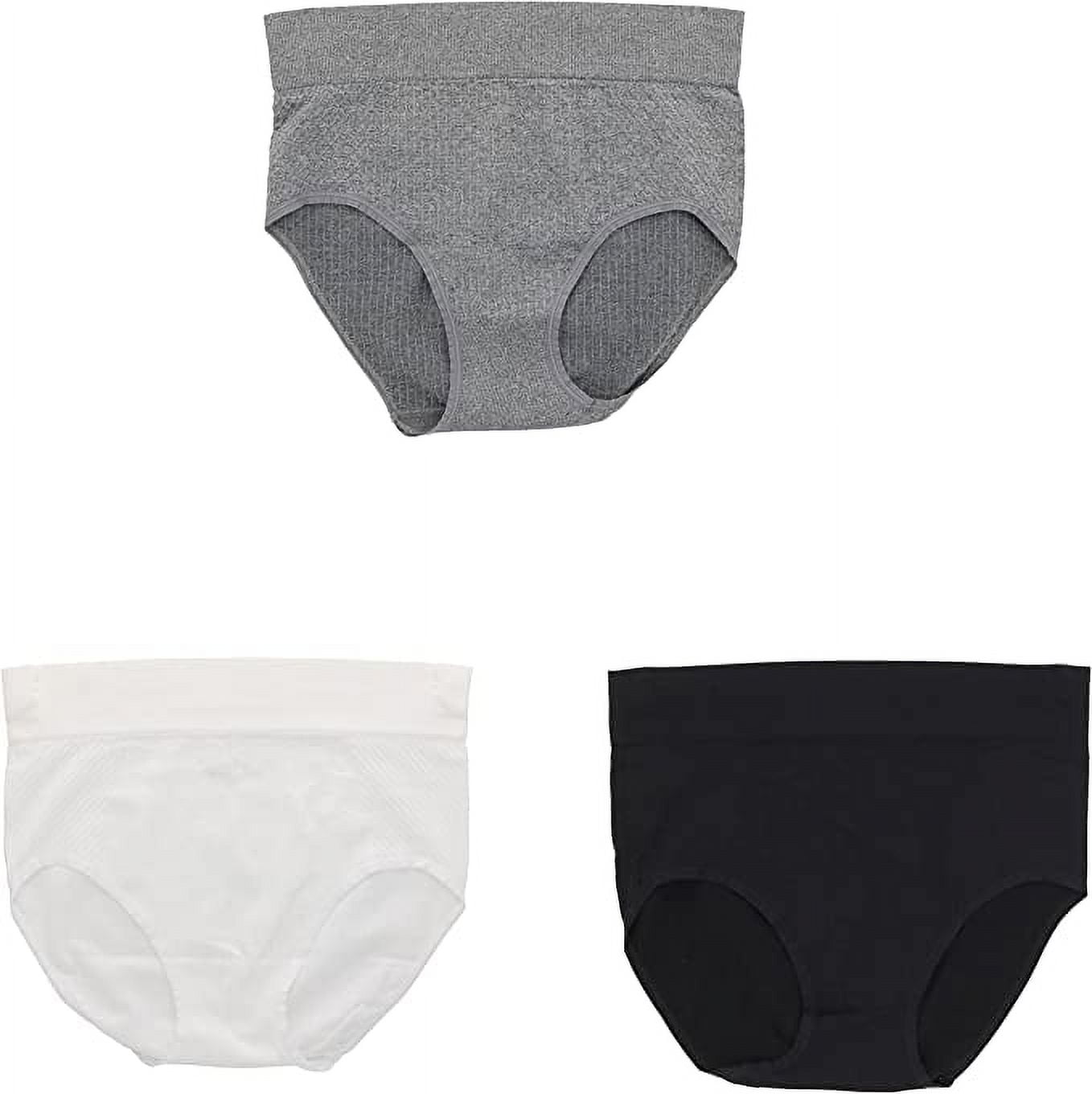 Delta Burke Intimates Women's Plus Size Ribbed Hi-Rise Brief Panties - 3  Pack - Black, White, & Charcoal - 2X-Large 