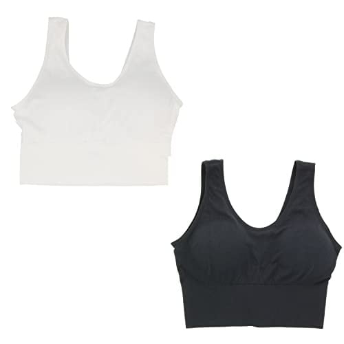 Delta Burke Intimates Women's Plus Size Seamless Long Line Comfort Bra 2 Piece Set - White and Black - 2X-Large